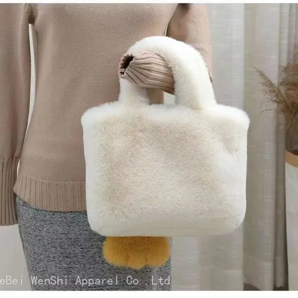 34Cute Plush Bag Female Sweet Student Handbag Girl Tote Bag Niche Single Shoulder Oblique Cross Bag Hairy Hot Large Capacity Female Bag photo-3