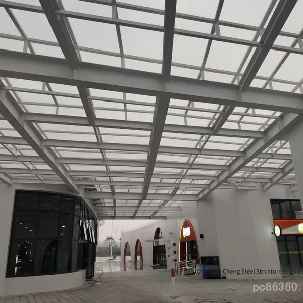 Grid Hot-dip Galvanized Steel Keel Modeling Project, Steel Structure Commercial Square Glass Roof, Aluminum Veneer Curtain Wall, On-site Construction photo-3