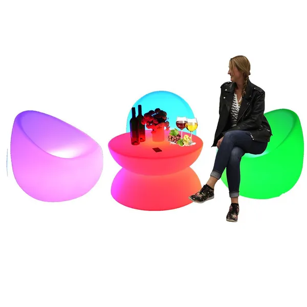 Rental Set Modern Plastic Bar Furniture Chairs Tables Restaurant/Living Room Light Disco Nightclub Outdoor Dining Includes LED Furniture photo-3