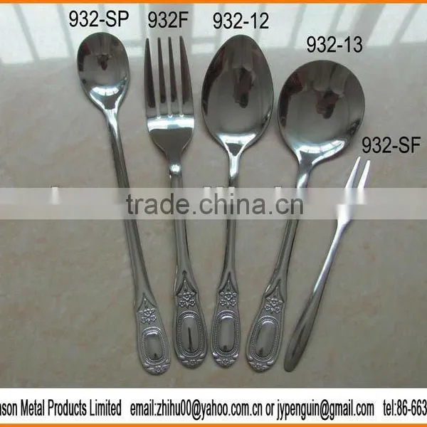 932# Lastest Design Stainless Steel High Quality Tableware 5pcs Cutlery Set - Soda Spoon, Spoon, Fork and Sausage Fork