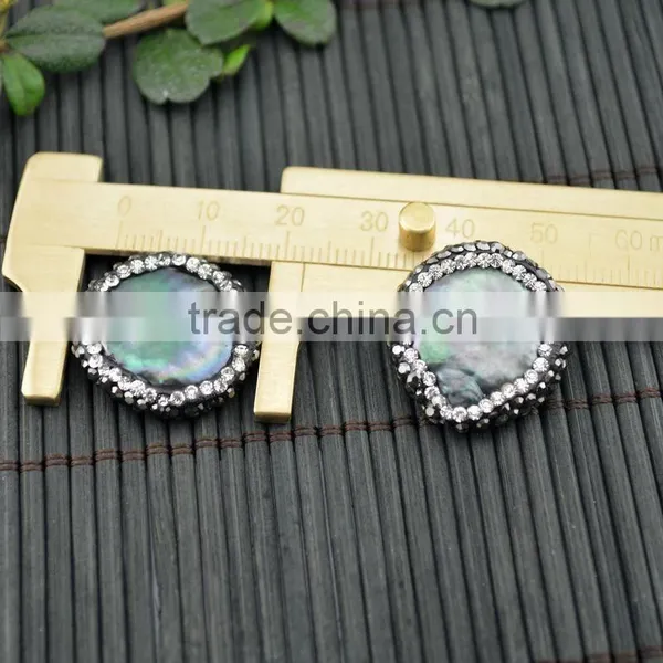 LFD-004B ~ DIY Druzy Gray Pearl Pave Rhinestone Connectors Spacer Beads Handmade Jewelry photo-3