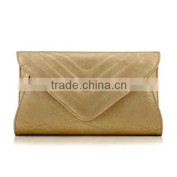 Medium Women Genuine Leather Evening Bags Hidden-clasp Chain Shoulder Strap Clutch Bag photo-5
