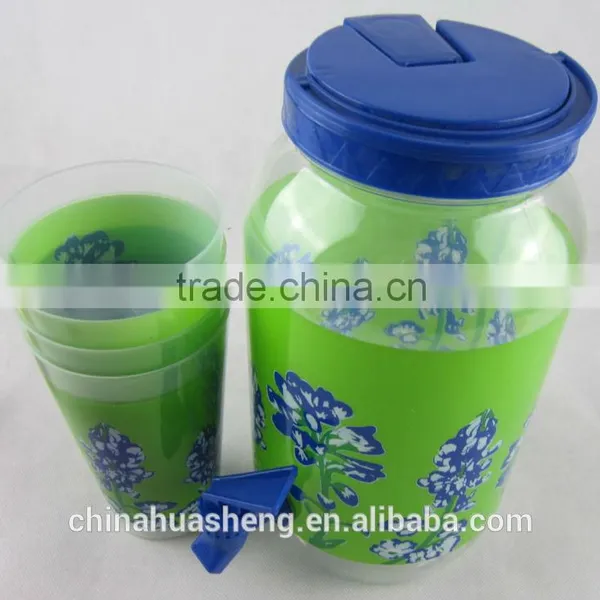 2015 Hot Selling 3.8L PET Beverage Container Bpa Free Water Container Large Capacity Juice Jar Party Drink Set
