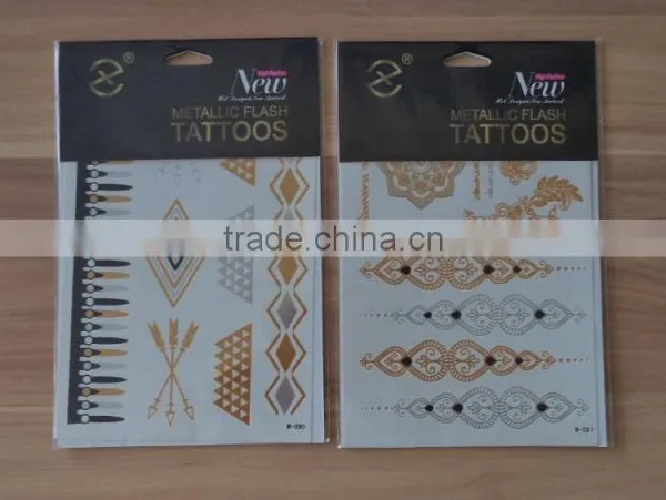 Blingbling Silver Tattoos Flash TattoosTemporary Gold Arabic Tattoos Wholesaler photo-3