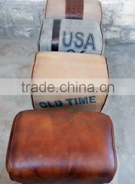 Leather Industrial Stool in Mango Wood photo-2