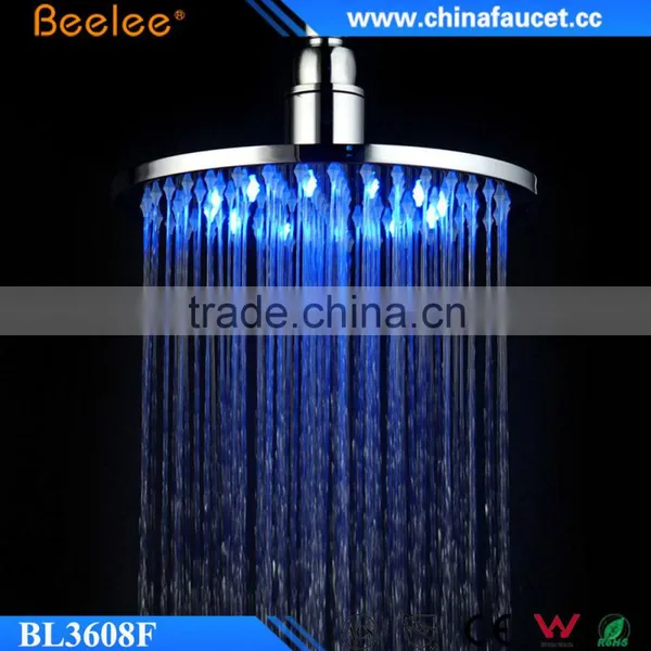 Round Brass Luxury Shower High Pressure Colorful LED Shower Head Powered by Water Pressure photo-3