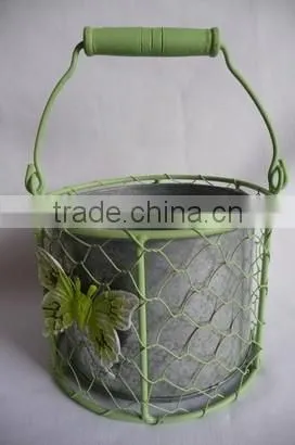 Colorful Round Mesh Wire Basket With Zinc Pot photo-3