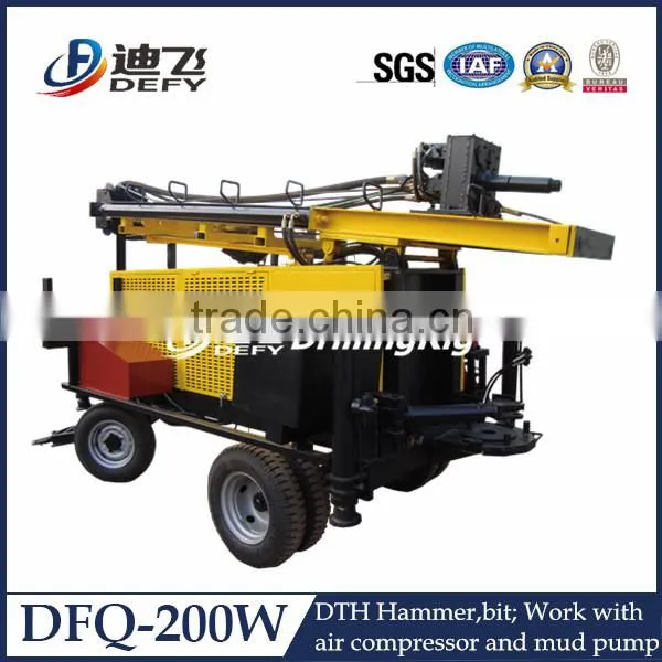 Bore Well Drilling Machine Price DFQ-200W Portable Trailer Mounted Water Well Drilling Rig photo-5