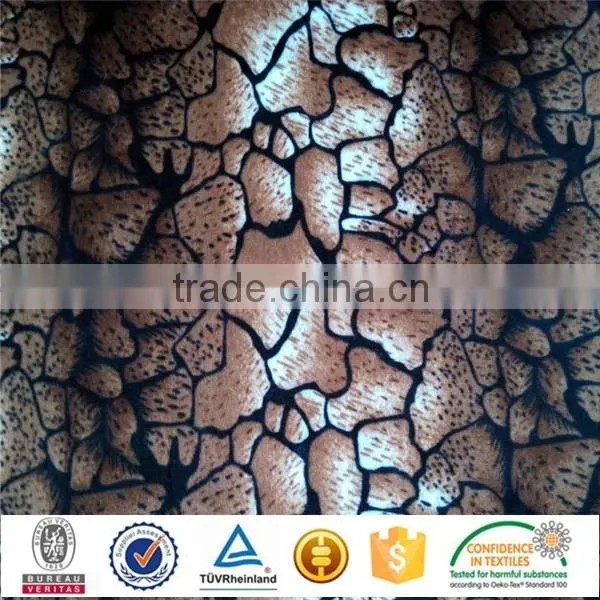 White Black and Brown Color Printed Velboa Fabric photo-3