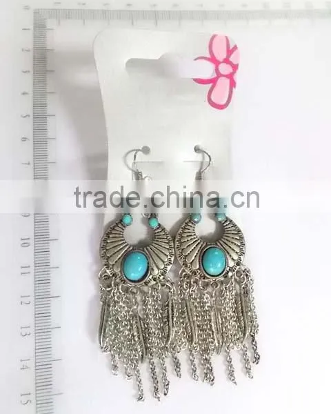 Fancy Silvery Hollow Out Circles Cross Chain Dangle Earrings photo-2