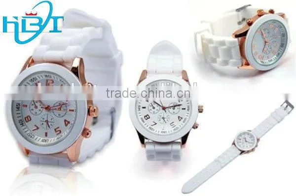 2014 Hotselling Silicone Stone Quartz Ladies Women Girls Watch Geneva