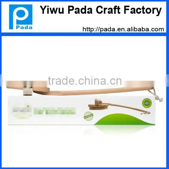 Wooden Bath Brush With 100% Natural, Dry Body Brush With Long Curved Handle photo-2