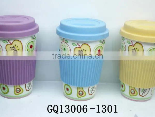 14oz Bone China Cup With Decals Lid and Sleeve and Color Box for Gift photo-6