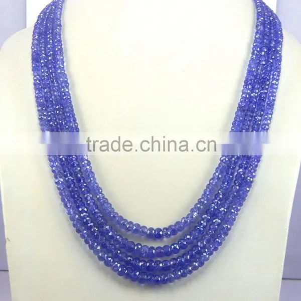 Low Price Natural Royal Blue AA Quality Tanzanite Roundel Faceted Beads, tz Beads photo-4