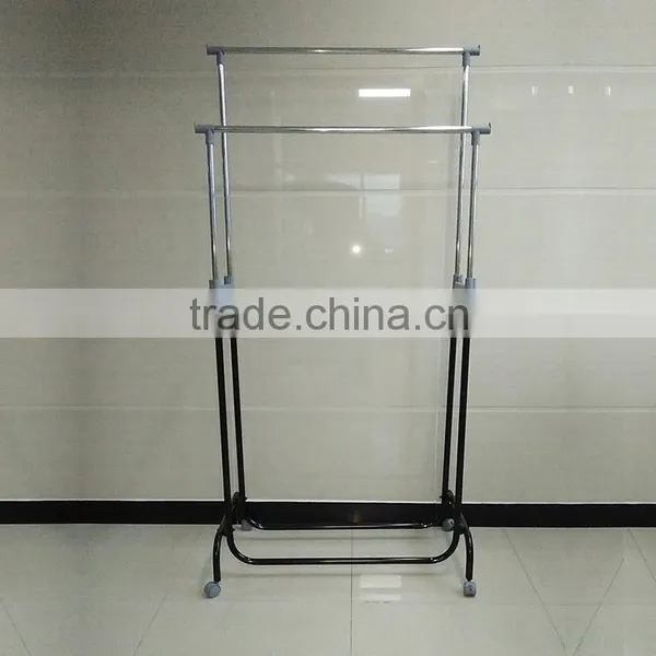 Double Pole Iron Pipe Adjustable Garment Rack Telescopic Stand Clothes Drying Rack Manufacturer Supplier photo-5