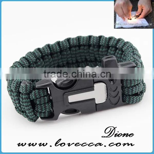 3m Parachute Cord Fire Starter Whistle Sharpening Steel Paracord Bracelet 4in1 photo-4