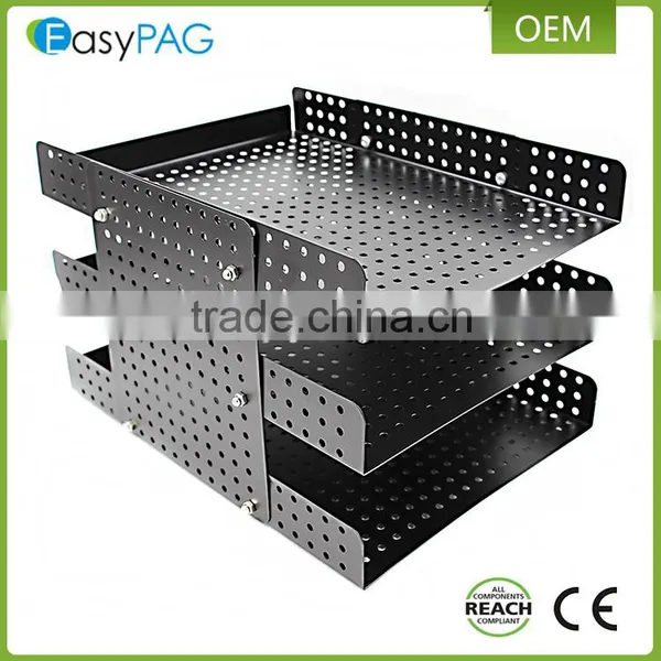 Factory Custom Made Black Color 3 Tier Large Space Metal Mesh Office Desk File Holder photo-6