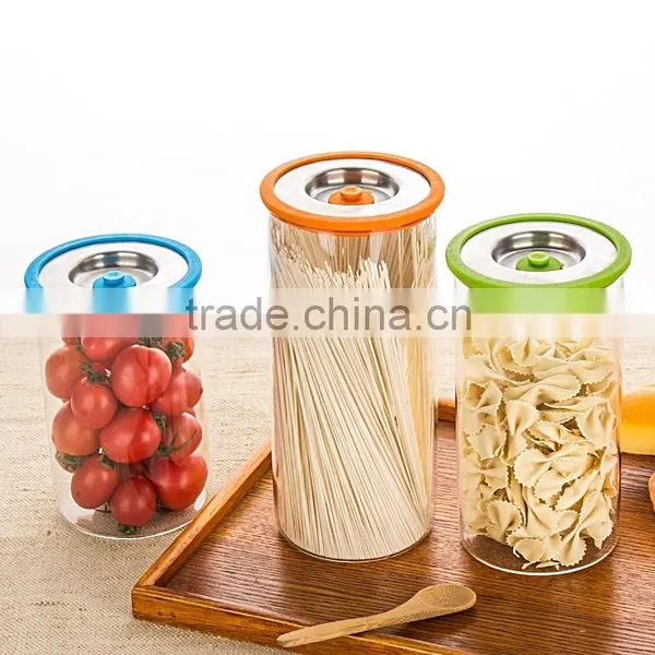 Borosilicate Glass Jars With Wood Lid With Vacuum Pump QM3369 photo-3