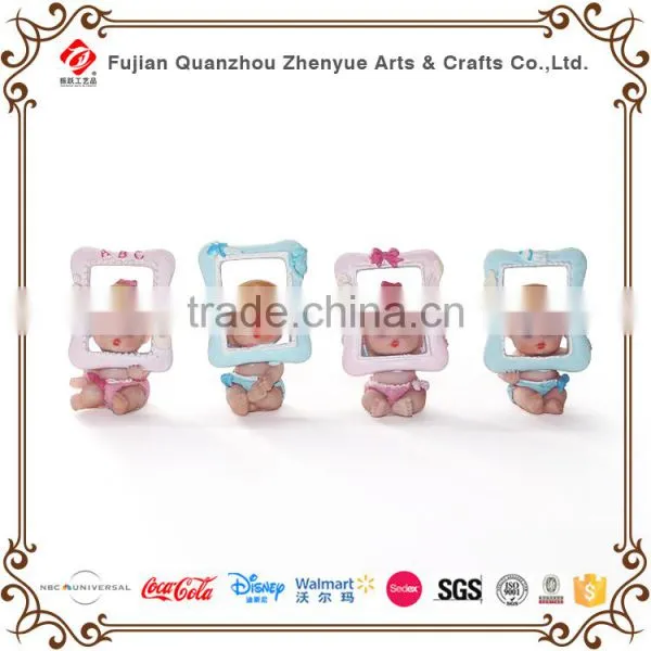 Polyresin Baby Sculpture With Chair Shoes Horse Photo Frame Leaf Holding Baby Figurine Resin Cute Baby Statue photo-4