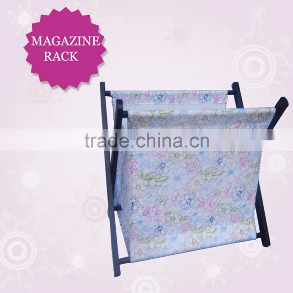 Wood Magazine Rack , Wicker Book Basket, Magazine Display Rack