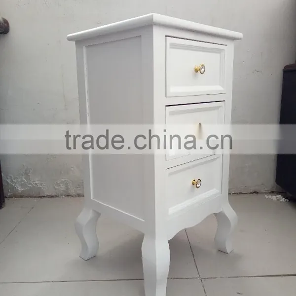 White Three Drawers Wooden Cabinet for Living Room Furnitures photo-2