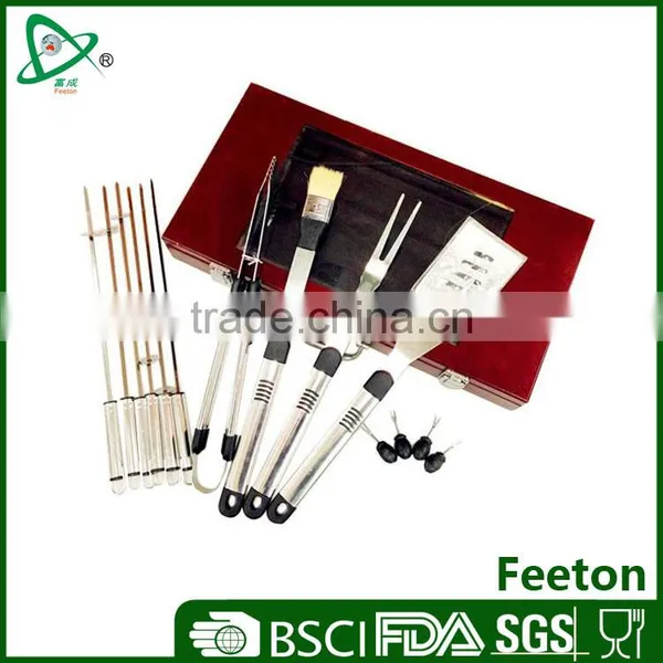 Bbq Set With 22pc Food Grade Stainless Steel Bbq Set in a Wooden Box