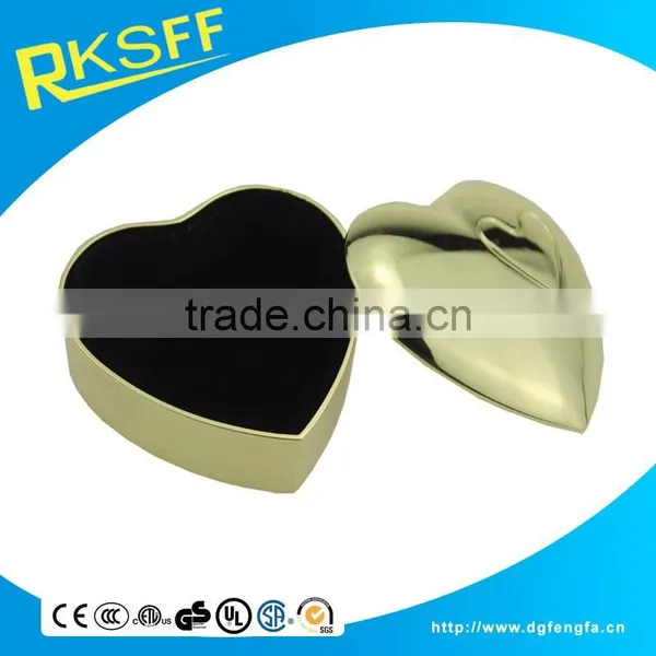 Newest Heart Shaped Zinc Alloy Gold Plating Jewelry Gift Box With Laser Logo photo-5