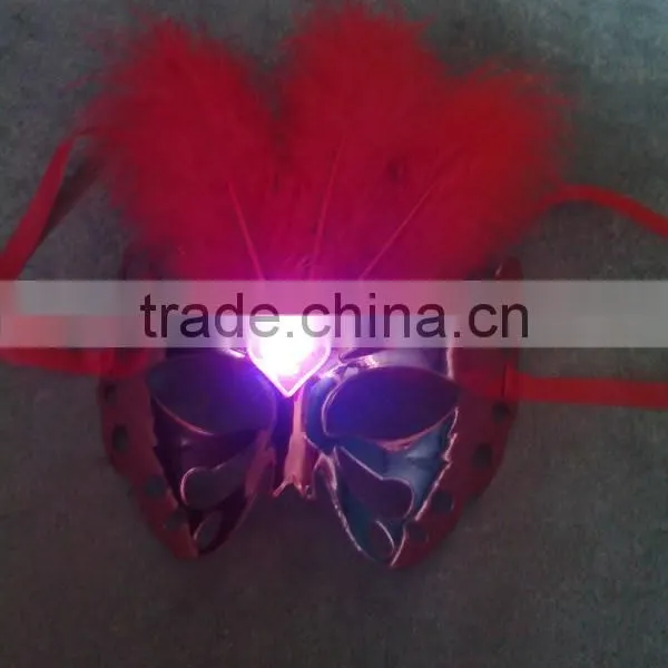 2014 Wholesale Feather Led Flashing Light Party Masks