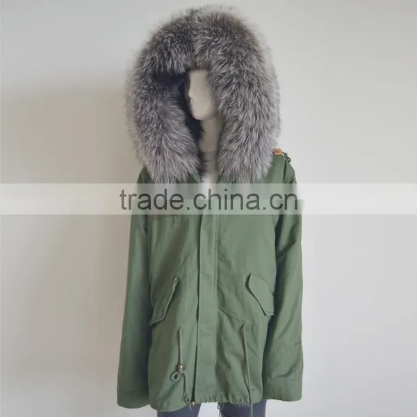 Myfur Genuine Silver Fox Fur Lining Women Customized Fur Parka photo-2