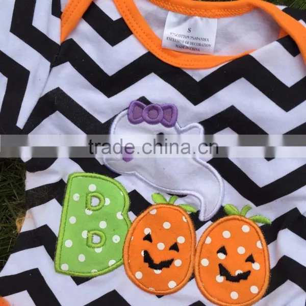 Girls Halloween Tutu Romper Girls BOO Tutu Romper Newborn Chevron Romper With Necklace and Headband photo-2