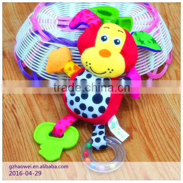 Cute Cow & Monkey Bell & Rattle Insert Baby Educational Plush Toys Baby Gifts photo-2
