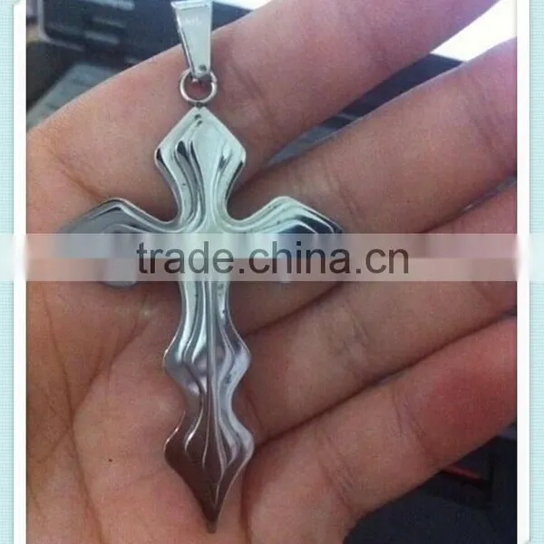 Necklace Pendants Men's Silver Blue Stainless Steel Cross Pendant W/ Free Chain Necklace photo-3