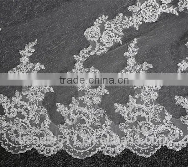 2017 Wholesale New Grance Long Lace Bridal Wedding Veil Fashionable Long Tulle HL14 photo-6