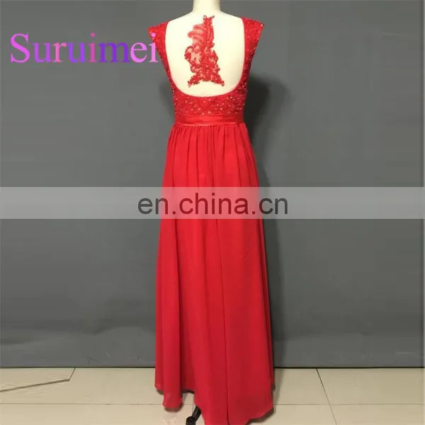 2017 Free Shipping Red Prom Dresses Sweetheart Neck A Line Evneing Dress photo-2