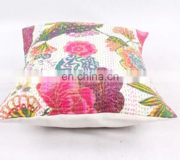 INDIAN WHITE PINEAPPLE CUSHION COVER DECORATIVE PILLOW CASE ETHNIC SOFA THROW FLORAL KANTHA CUSHION COVER photo-3
