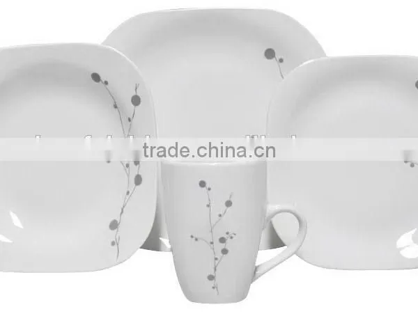 Unbreakable Square Shape Dinner Plate Set With Cheap Price Porcelain Square Shape Dinner Set With Decal photo-2