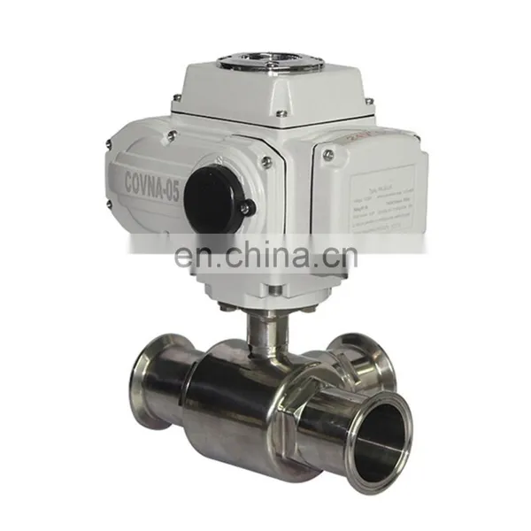 COVNA DN40 1.5 Inch 3 Way L Port 220V AC Tri Clamp Food Grade 316 Stainless Steel Motor Operated Sanitary Ball Valve photo-4