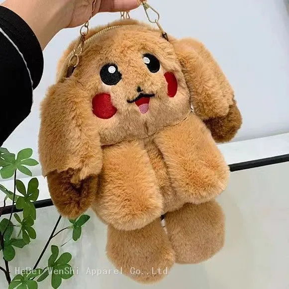 024Plush Bag Cute Bunny One Shoulder Diagonal Bag Plush Bag Children's Wholesale School Bag Cartoon Panda Bag photo-3