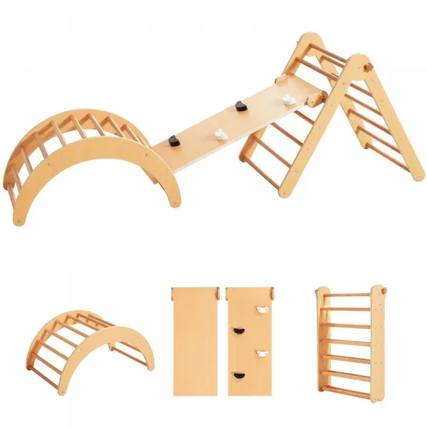 Piklers Triangle Set Kids Climbing Frame Wood Structure Montessori Toys Indoor Climbing Toys for Kids Pickler Montessori Gym Climbing frame