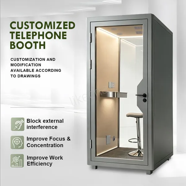 Single Phone Booths for Open Office Multi-Layer Acoustic Booth With Silent Ventilation Modular Assembly photo-2
