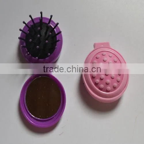 Hot Selling Mini Folding Hair Brush With Mirror Set for Children photo-3