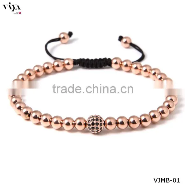 Hot Sale Men Bracelet 18k Gold Satiness Steel Beads Bracelet Fashion Chinese Knot Bangle photo-3