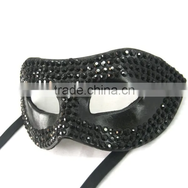 Hand-painted Green Leaf Pulp Half Face Halloween Costume Carnival Party Mask photo-6