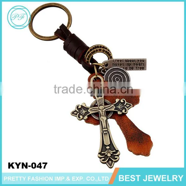 Vintage Bulk Whistle Shape Key Chain Lanyard Leather Wholesale Key Ring photo-5