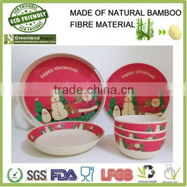 Season Disposable Santa Christmas Natural Bamboo Eco Tableware Dinner Set photo-2