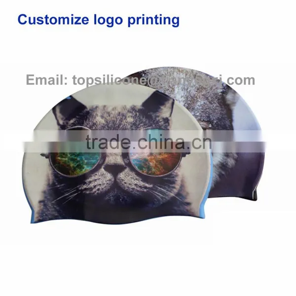 2016 Newest Design Custom Printed Silicone Swim Cap for Long Hair Quality Choice photo-2