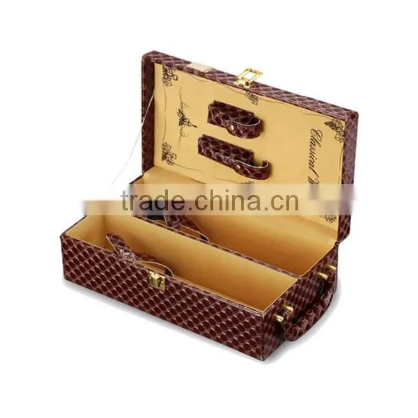 Custom Logo Printed 2 Bottle Leather Wine Packaging Box photo-4
