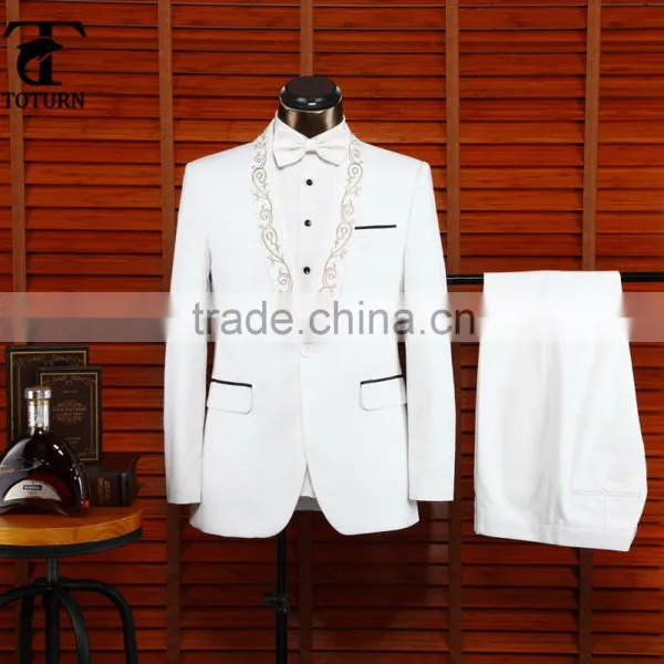 2016 Hot Selling British Style Oem Manufacturer Formal Wear Gem Embroidery Design Pant Coat Design Men Wedding Suits Man