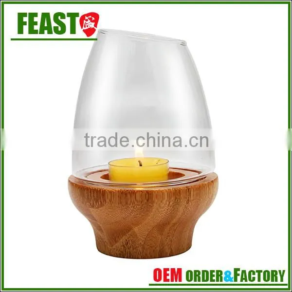 2015 NEW Design Wedding Candle Holder HOT Selling Glass Candle Holder With Wooden Stand photo-6