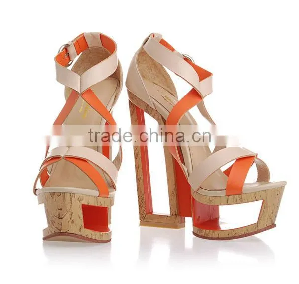 2016 Summer Colorful Purple Womens Block Heel Sandals Big Size Lady Shoes Factory Price photo-4